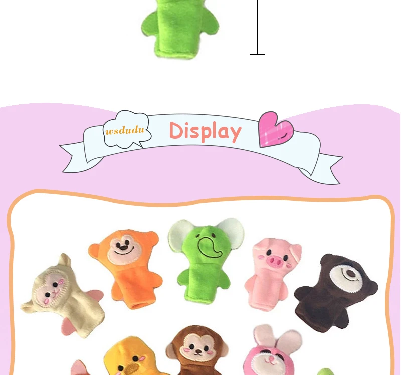 10pcs Animals Finger Puppets Pig Rabbit Bear Monkey Dolls Zoo Pattern Plush Stuffed Toys Interesting Educational Children Gifts _02