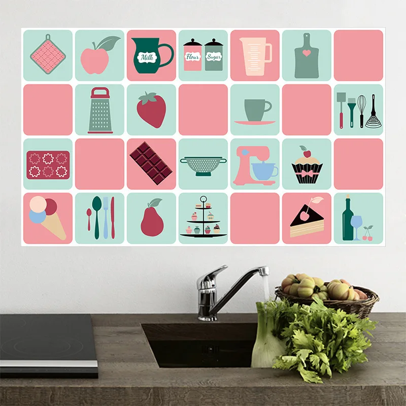 Высокая температура масло удаление пятен, наклеек на кухне плитка наклейки на стену для кухни водонепроницаемый обои жиронепроницаемая бумага 75x45 см Декор - Color: pink