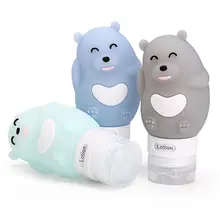 Portable Soft Silicone Travel bottles Set 3 Leak-Proof Travel Size Silicone Containers - Perfect for Shampoo and Lotion bear 