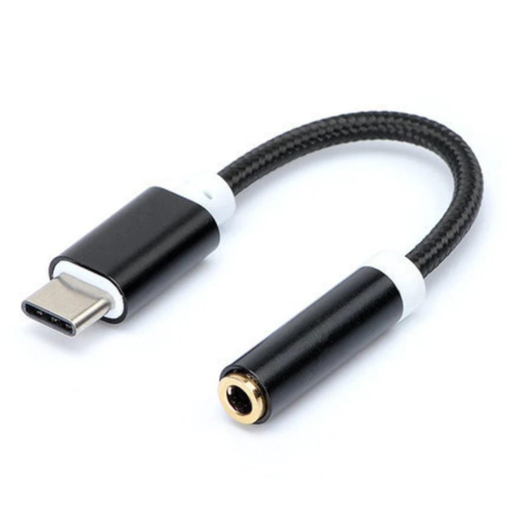 Тип C до 3,5 мм телефон аксессуар практичный разъем для наушников, аудио кабель легкий мини Портативный адаптер конвертер Алюминий из алюминиевого сплава - Цвет: Черный