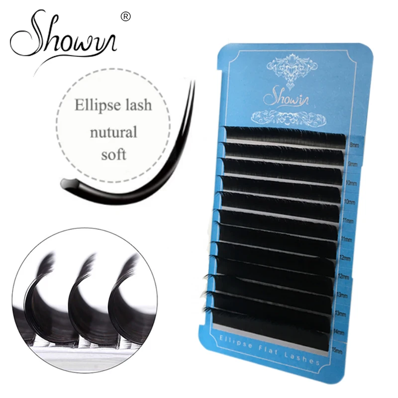 

Eyelash Extension Mink Elllipse Flat Individual False Eyelashes Split Tips Shaped Lashes Extensions