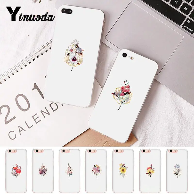 

Yinuoda For iphone 7 6 X Case Flower art Beauty Flowers Transparent Phone Case for iPhone X 6 6s 7 7plus 8 8Plus XR XS XSMAX 5S