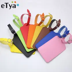 ETya сплошной цвет багажная бирка дорожные аксессуары для чемодана из искусственной кожи ID адрес держатель багаж Имя тег переносная бирка