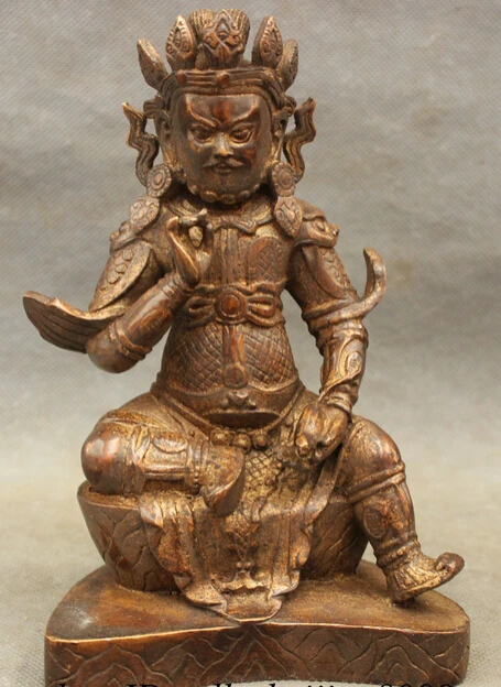 

JP S0608 Folk Tibet Tibetan Bronze Buddhism Dhammapala Yellow Jambhala Buddha Statue Set