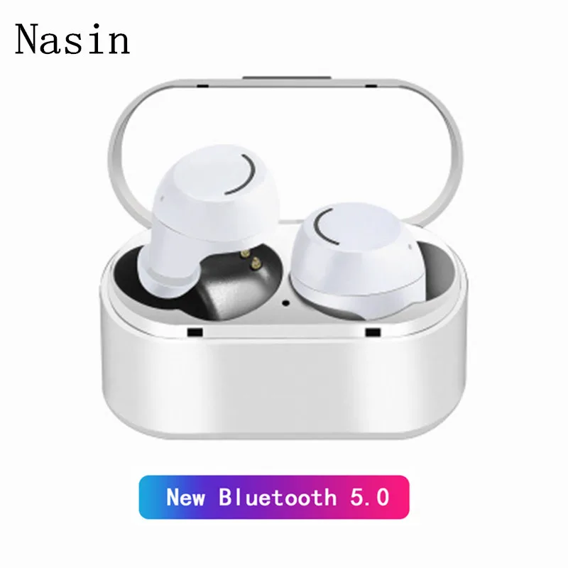 Nasin TWS29 IPX5 Водонепроницаемый Bluetooth 5,0 настоящая беспроводная гарнитура Мини сенсорные стерео наушники с зарядным устройством для Xiaomi - Цвет: white