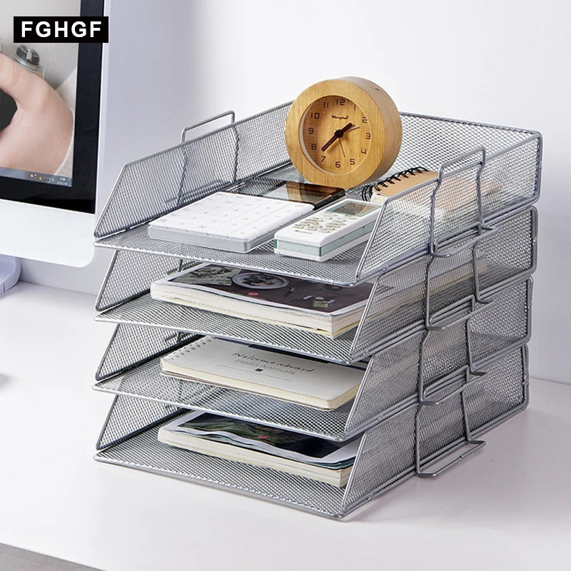 Dwingend Transplanteren baan Metal Mesh Desk Organizer Desktop Office accessories Home Book Holder  Bookends A4 paper file storage frame Storage Basket|home holder|storage  holderframe holder - AliExpress