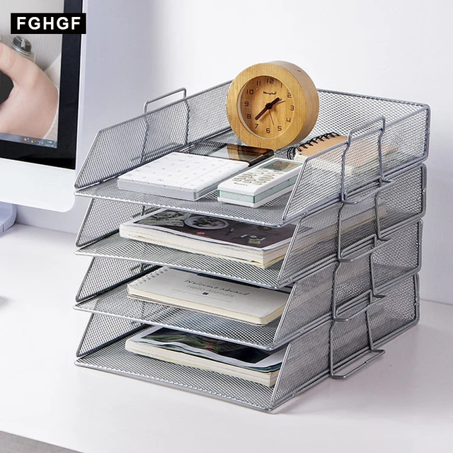 Metal Mesh Desk Organizer Desktop Office Accessories Home Book Metal Mesh Desk Organizer Desktop Office Accessories Home Book Holder Bookends A4 Paper File Storage Frame
