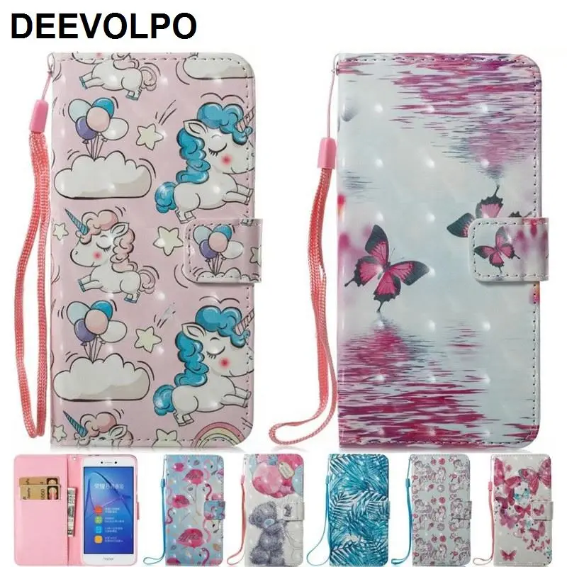 

DEEVOLPO Case For Huawei P10Lite P8 Lite 2017 Y5 Y6 2017 P8Lite 2017 Case Flip Leather Coque Pony Flamingo Bear Cover Bag DP03H