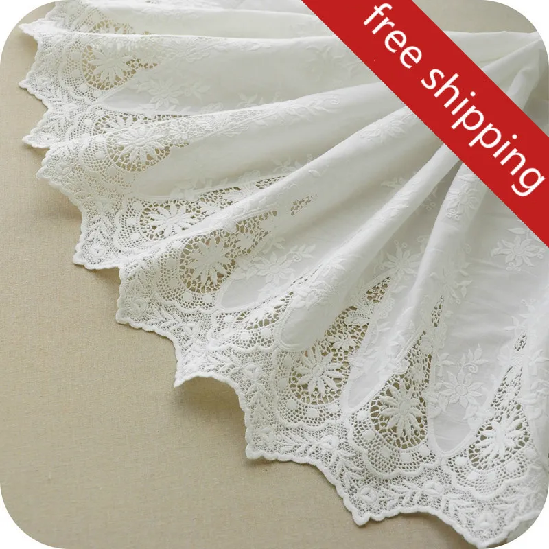 

Two Side Bilateral Embroidery Cotton Lace Fabric Windows,Scarf Cloth DIY Material Width 125cm 1yard