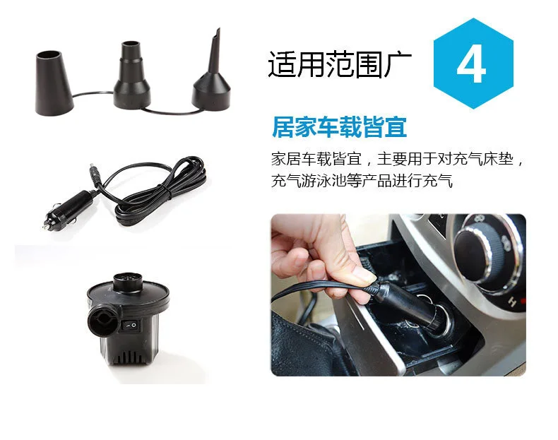 Input AC 220V Car Electric Air Pump for Camping Airbed Boat Toy Inflator Inflate Deflate Toys Air Bed Compression Bag Mattress