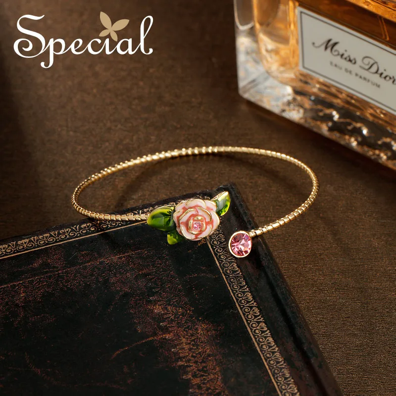 Special Fashion Enamel Flower Bracelets & Bangles Romantic Gold Bangles