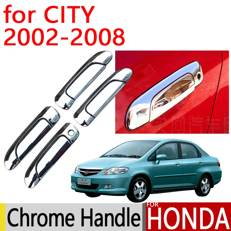 Для Honda City 2002-2008 аксессуары хромированные дверные ручки Роскошные не ржавеет 2003 2004 2005 2006 2007 наклейки стайлинга автомобилей