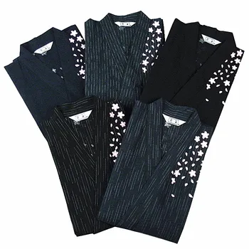 

Men Japanese Kimono Yukata Bathrobe Tracksuit Pajamas Set Top Pants Flower Tiger Patterned Summer