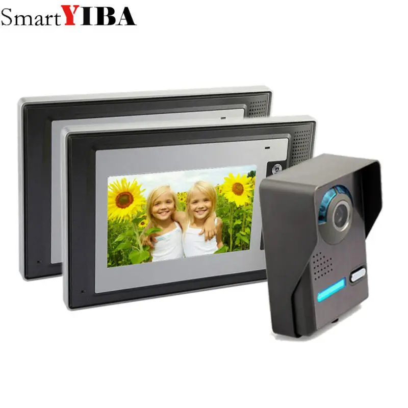 

SmartYIBA 7 Inch Apartment Video Door Phone With Electric Lock-Control Function Security Access Video Intercom Doorbell Kits