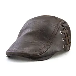 Бренд искусственная кожа кепки s для мужчин модные береты шапки повседневное осень Gorras Planas плоские солнцезащитные очки регулируемый для