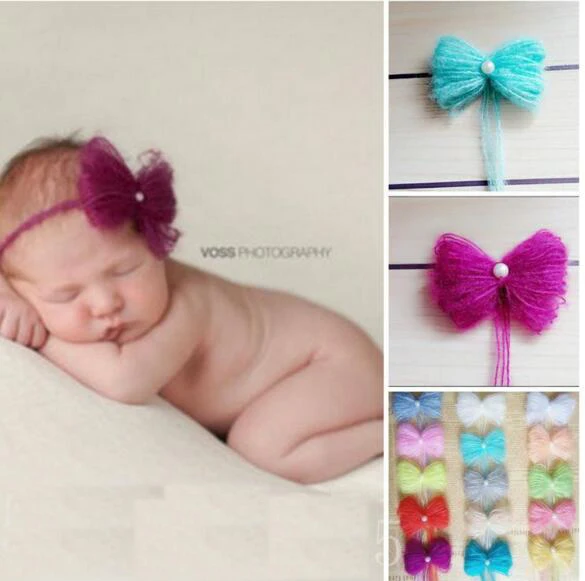

Crochet Mohair Headband With Flower Hairband Baby Girl Hair Decoration Baby Shower Gift. Photography Props