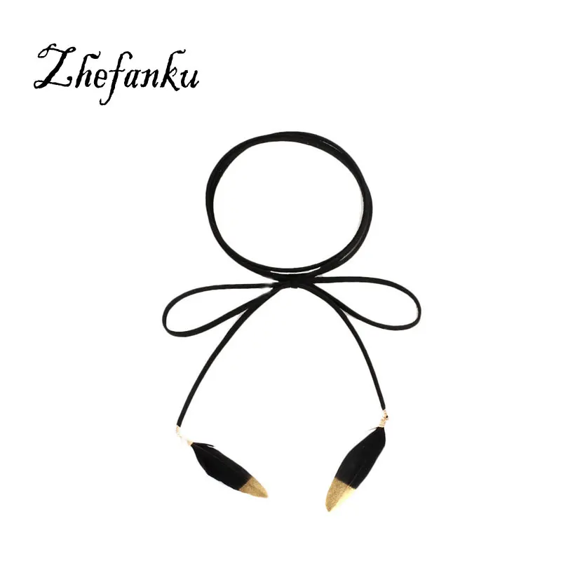 3 Color Feather Necklace Multi Layer Neck Neck Feather Necklace For Women Bohemian font b Jewelry