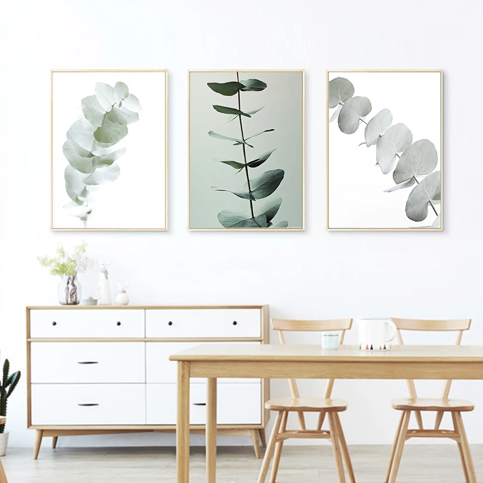 

Decor No Frame Nordic Green Eucalyptus Leaves Poster and Prints Simple Plants Canvas Painting Wall Pictures for Dinner Room Home