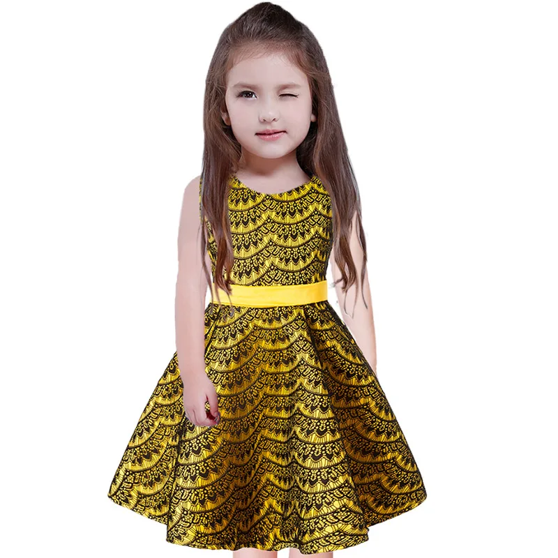

Little Girls Sweet Sunny Yellow Lace Dresses Kids Baby Princess Birthday Party Fancy Costume Children Teen Christmas Clothing