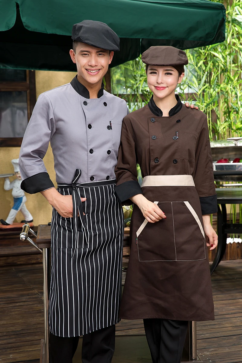 long sleeved kitchen uniform chef Service restaurant tops multi Color