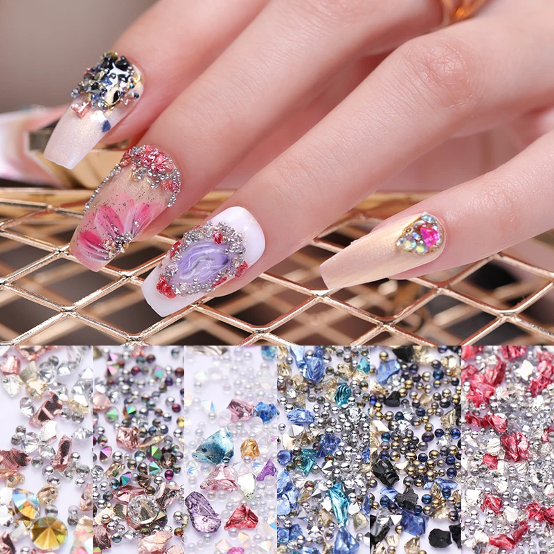 

Nail Art Rhinestones Crystal Clear AB Color Nails Beads Sharp Bottom Bling Rhinestone Mixed Colors 3D Nail Art Decorations