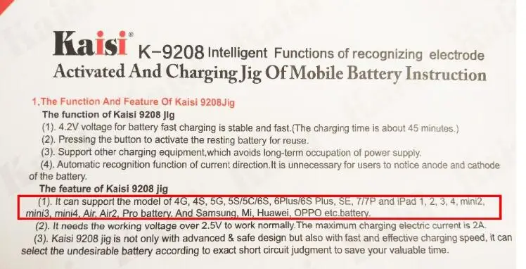 Новые Kaisi K-9208 Профессиональный Батарея активации заряд доска + Micro USB кабель для iPhone 7 p 6s 6s p 6 6 p 5 5S 5C 4S 4