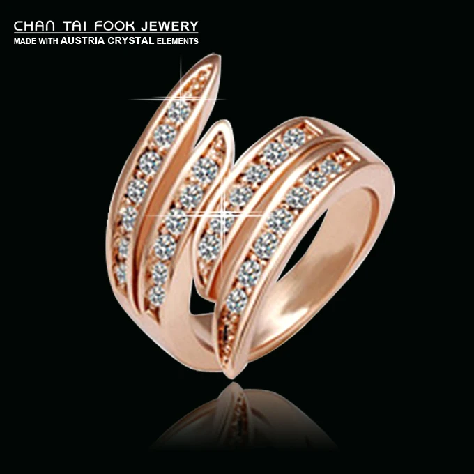 

IREACESS New fashion full Rhinestone rose Gold filled party rings the women jewelry gift
