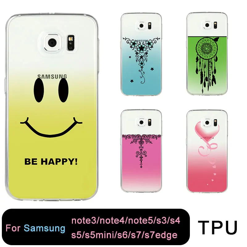 ТПУ прозрачный градиентный телефонный чехол для samsung S8 s6 s7 edge s4 s5 s3 C5 C9 note3 note4 note5 с