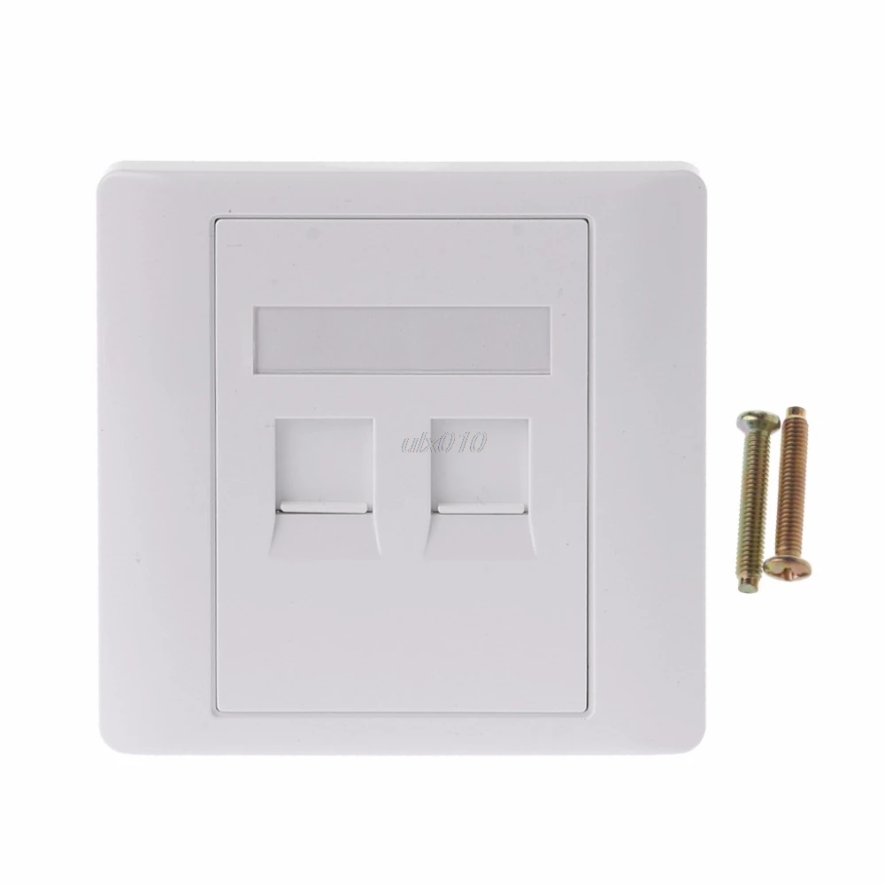 

2 Ports CAT5 RJ45 Network Wall Plate With Female To Female Connector Mar Whosale&DropShip