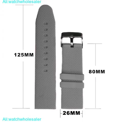 26mm Nice Grey Color Silicone Jelly Rubber Men Watch Band Straps WB1062D26JB