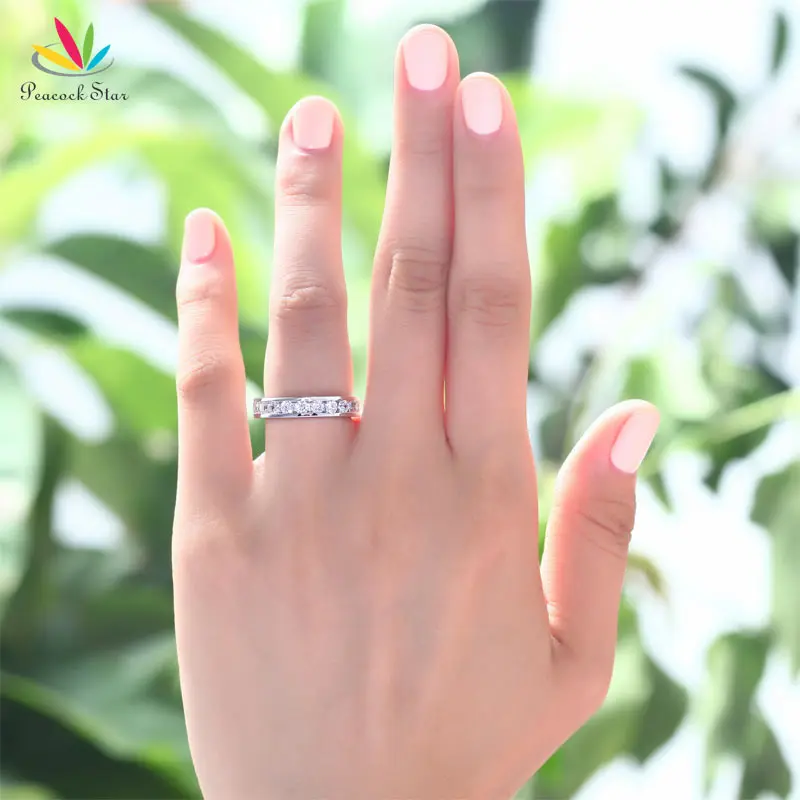Peacock Star Solid 925 Sterling Silver Eternity Wedding Band Ring Jewelry CFR8004