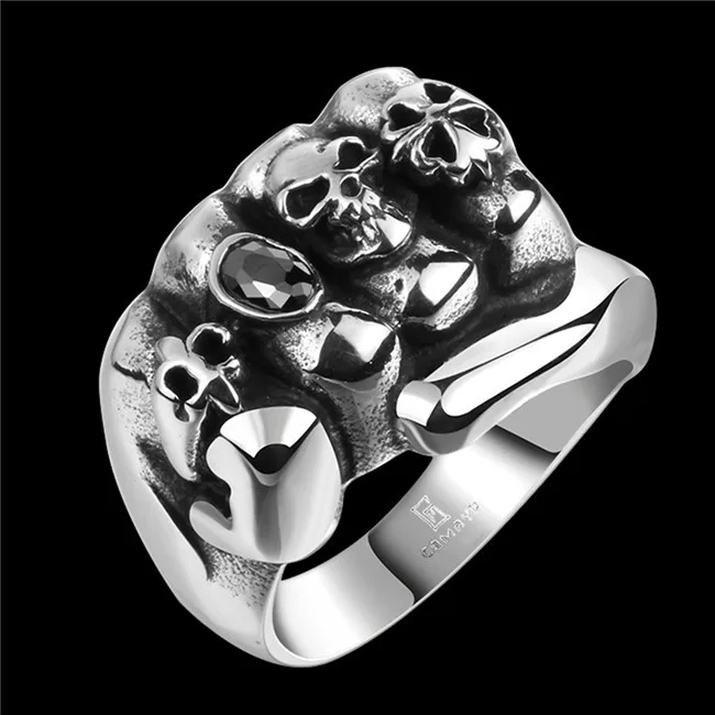

R083 2015 fashion retro punk style stainless steel skull ring cool party jewelry gift top quality European and American Hot