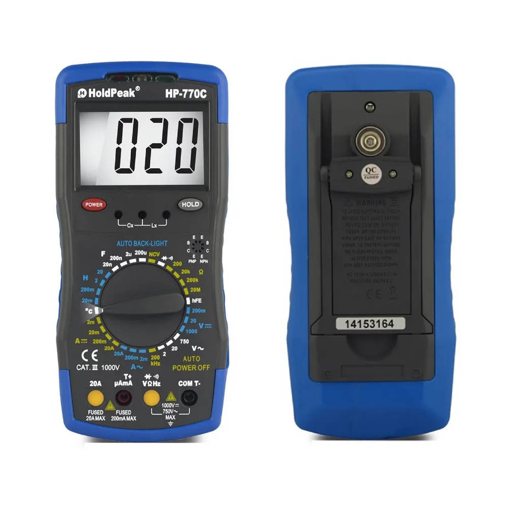 

Inductance Meter HoldPeak HP-770C Digital Multimeter with Inductance/Frequency Test