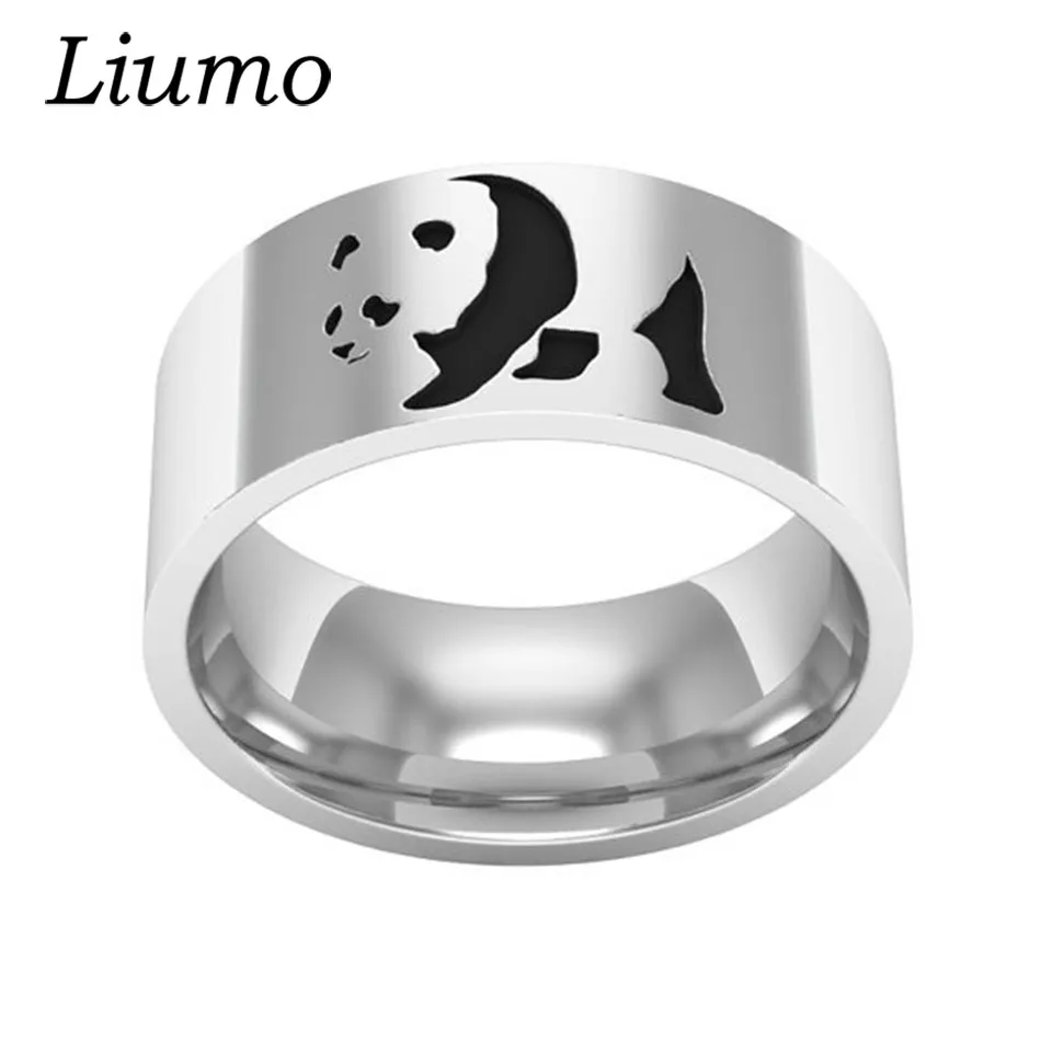 Liumo Chinese Style Panda Women Men 316L Stainless Steel Fashion Ring Lr732