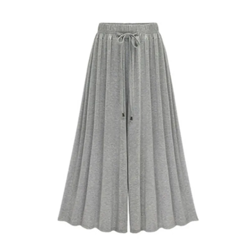 Большие размеры 6XL, женские весенне-летние Широкие штаны, Модные свободные штаны с эластичной резинкой на талии, повседневные штаны, 40-120 кг, можно носить, OKXGNZ1487 - Цвет: Calf-Length gray