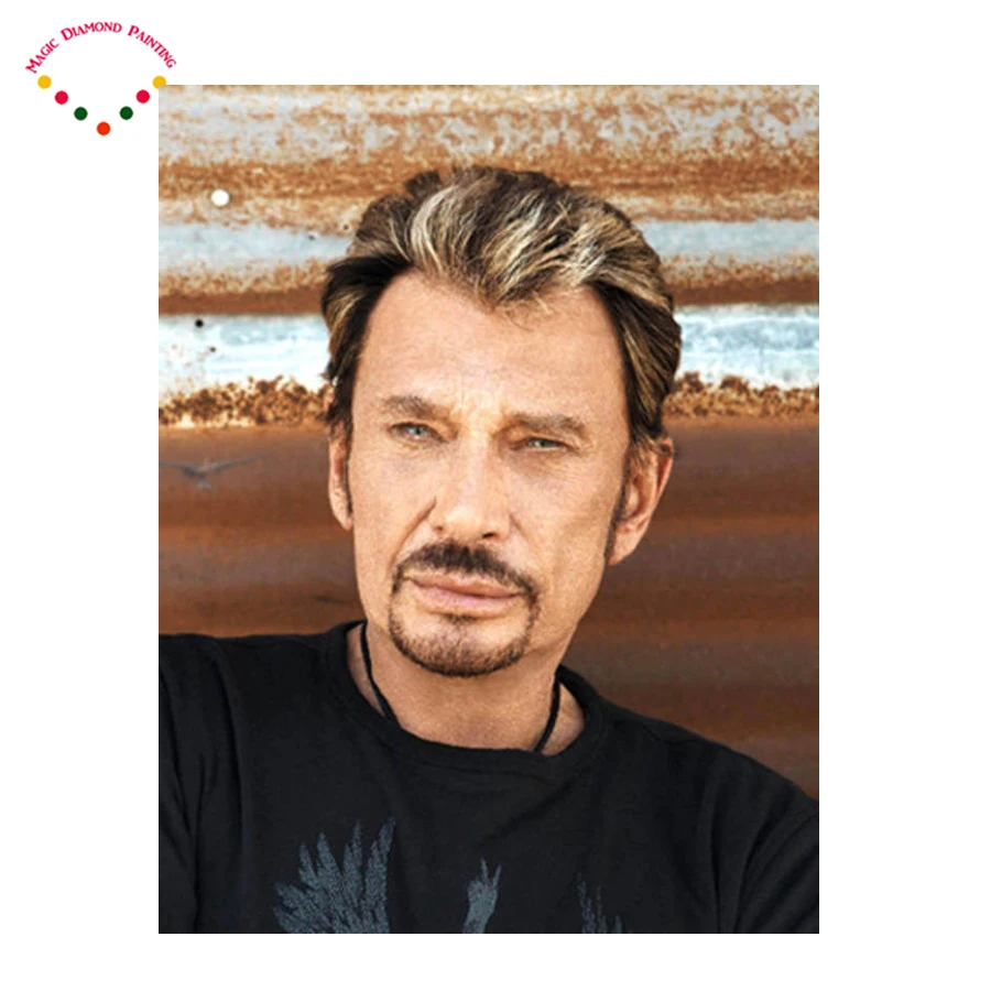 2 8 мм рок стразами Певец живопись с принтом rock star Джонни Холлидей вышивка