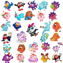 34Pcs Lot Malyshariki Smeshariki Russian Cartoon Kikoriki Styling Stickers Waterproof For Laptop Motorcycle Luggage Decal Toy