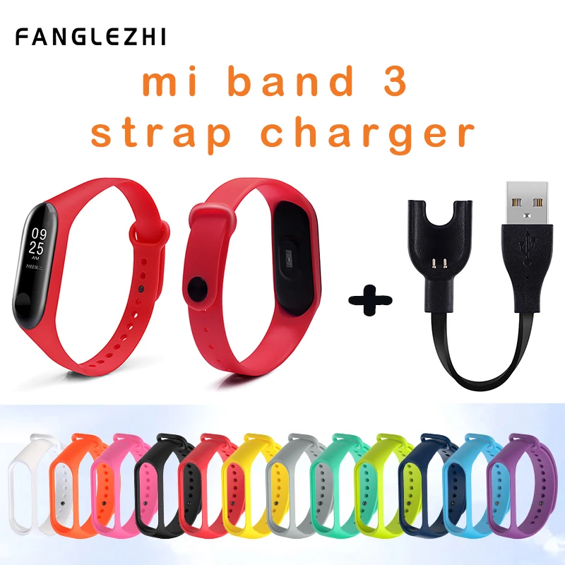 

Mi Band 3 Strap Silicon Colorful Strap for Xiaomi Mi Band 3 Smart Bracelet Wristband USB Charger Cable for Xiaomi Miband 3 Strap