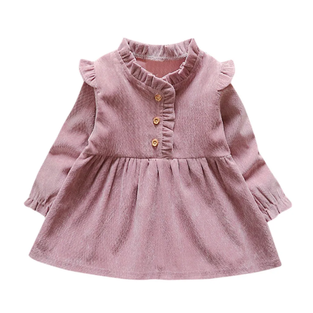 

Girls Dress Vestidos Ruffles Pink Princess Autumn Kids Dresses For Girls Baby Clothes Long Sleeve Winter Party 18Dec20