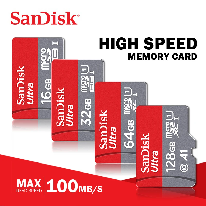 Двойной Флеш-накопитель SanDisk UItra A1 Max 98 МБ/с. микро SD карты памяти 16 Гб оперативной памяти, 32 Гб встроенной памяти Class 10 64 Гб 128 ГБ 256 U3 карты памяти для телефона стол