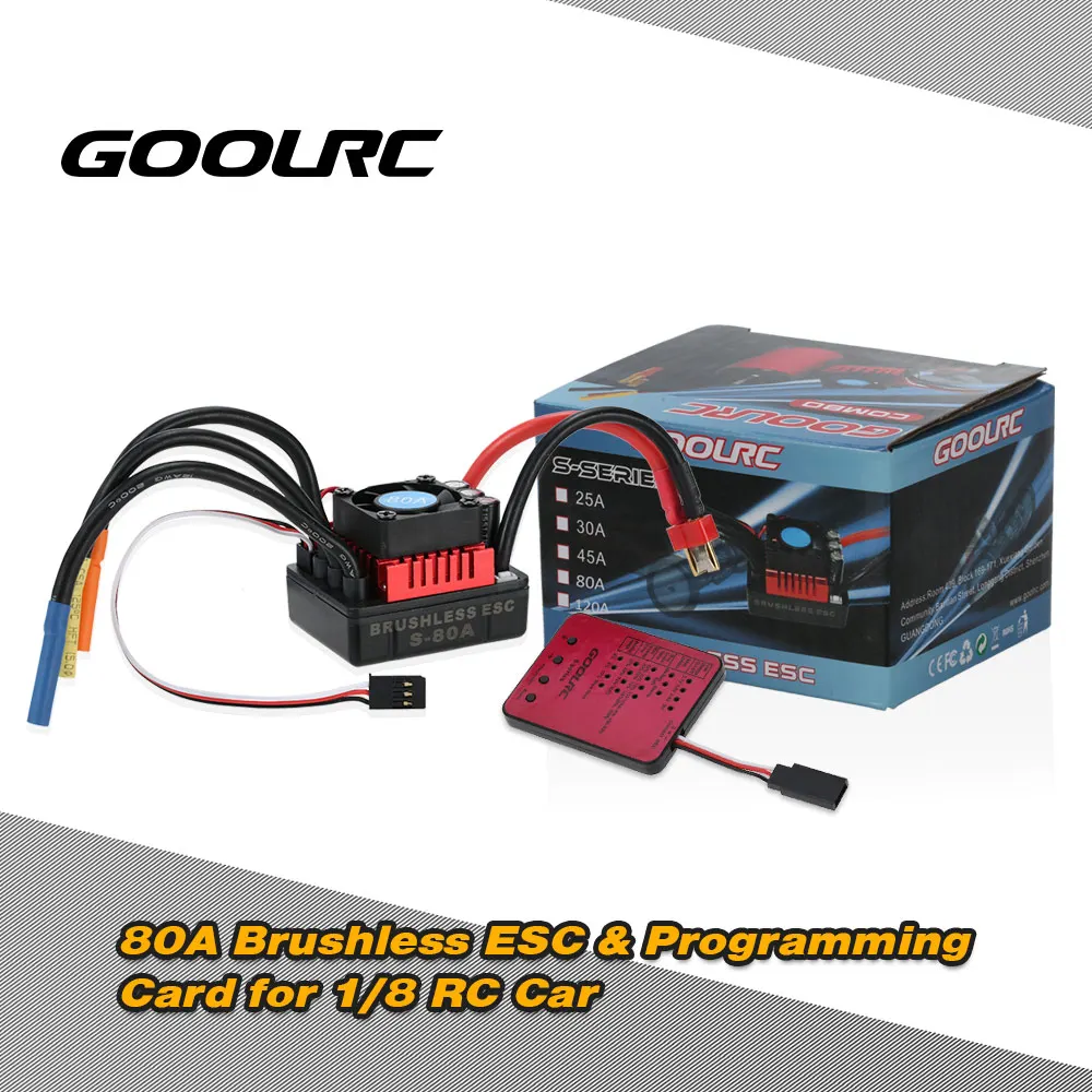 

GoolRC S-80A Brushless ESC with 6.1V/3A SBEC & Programming Card for 1/8 RC Car
