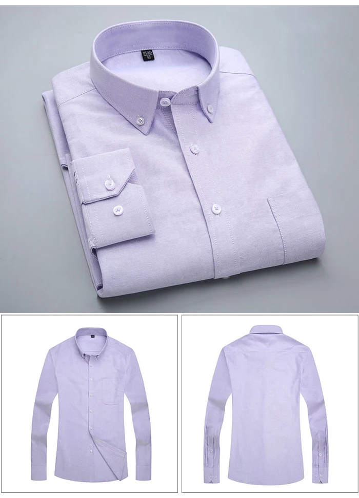 Мужская клетчатая оксфордская рубашка с длинным рукавом, с левым нагрудным карманом, Высококачественная стандартная хлопковая рубашка на пуговицах