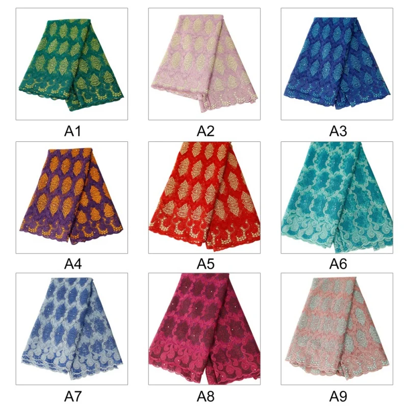 

2019 New 5 Yards Mesh lace embroidery lace fabric / hot sale Europe and the United States African embroidery fabric 10 Colors