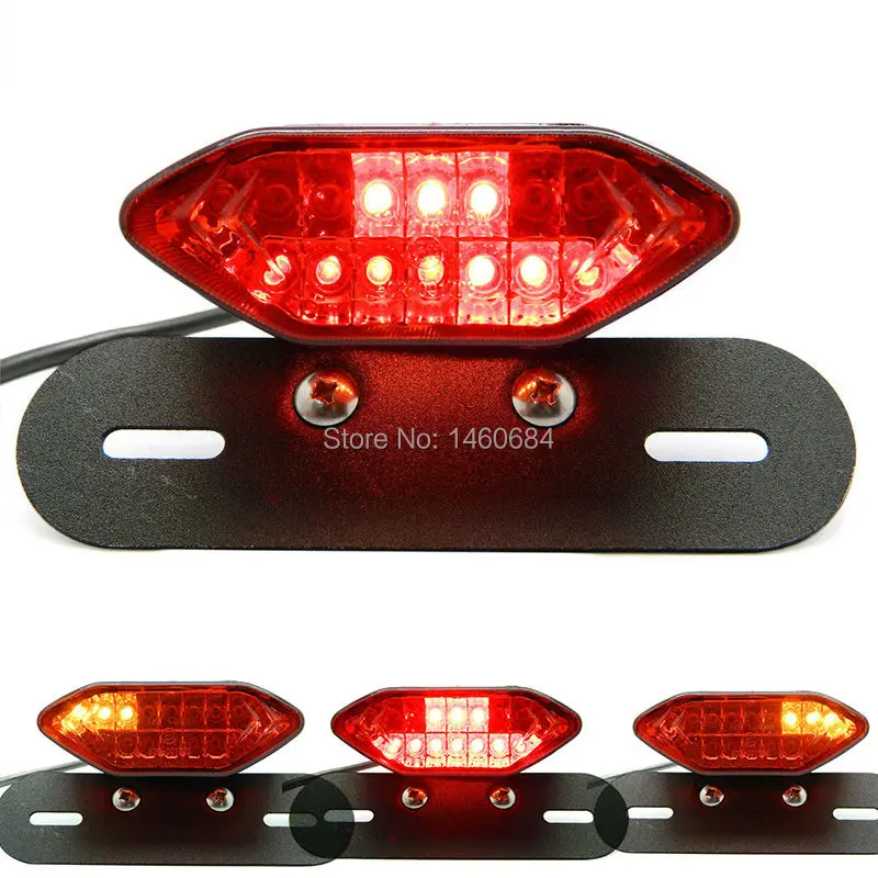 12V Red Motorcycle Turn Signal Indicators Brake License Plate Lamp Tail