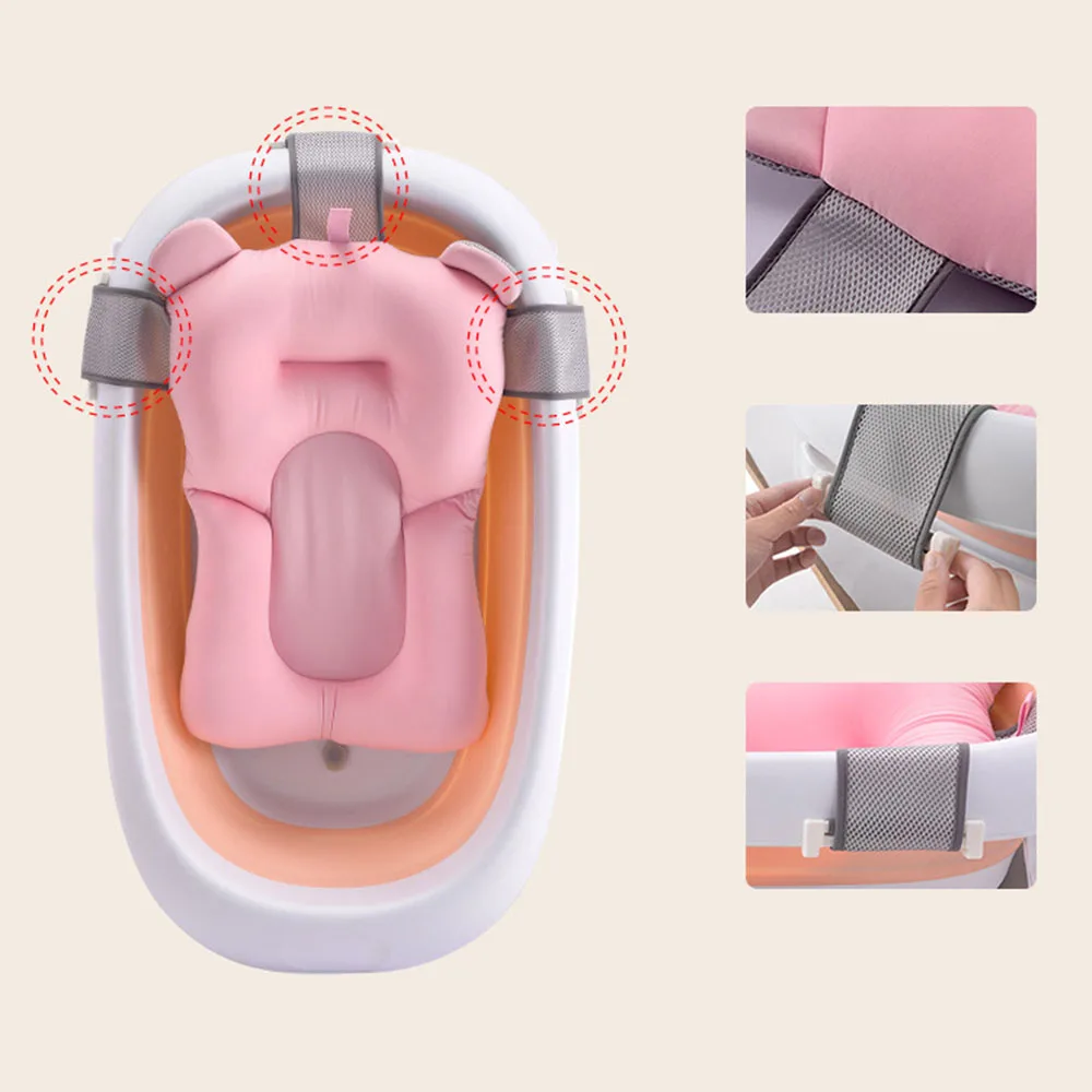 Baby Foldable Newborn Bath Tub Baby Float Mat Seat Antiskid Bathing Net Bed/Chair kids Portable Shower Bath Pad ?Without basin?