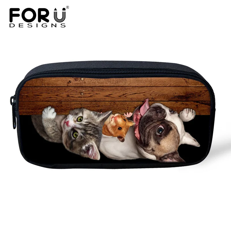 

FORUDESIGNS 2019 New Organizer Women Make Up Bag Cute Animal Dog Printed Pencil Case Bags Pen Pouch for School Boys Girls Bags