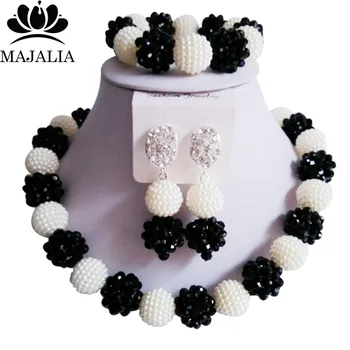 

Fashion Nigeria Wedding african beads jewelry set white Plastic pearl necklace Bridal Jewelry Sets Free shipping VV-205