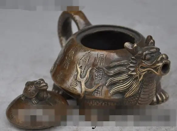 

S1295 china bronze animal dragon turtle Tortoise Longevity statue Wine Tea Pot Flagon