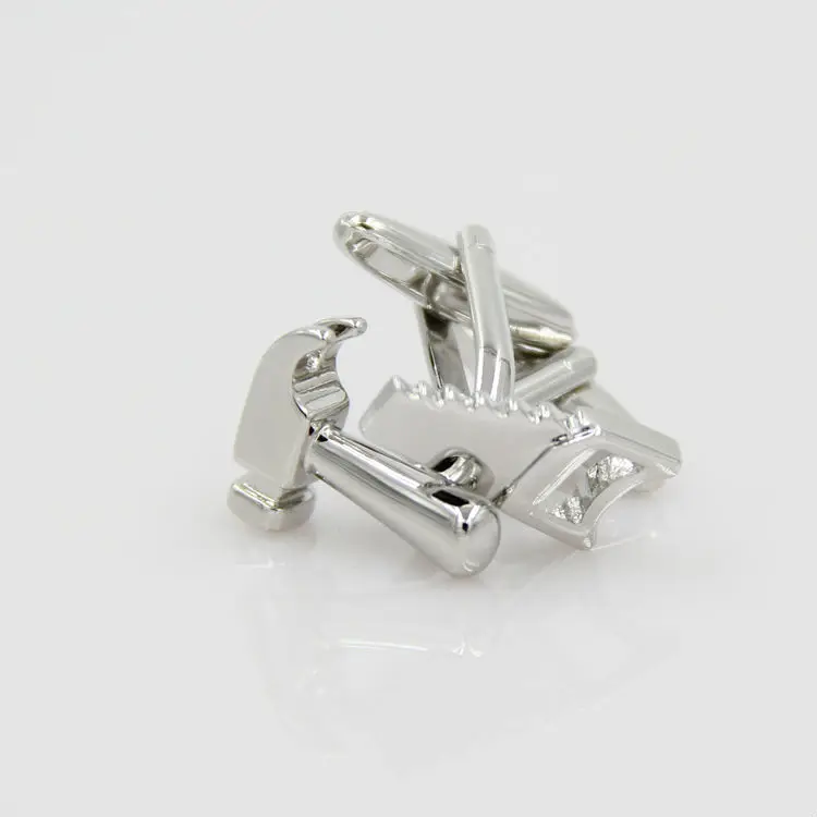 Fashion silver cuff sleeve construction tool cufflinks nails,Gifts cufflinks,Free Shippingin