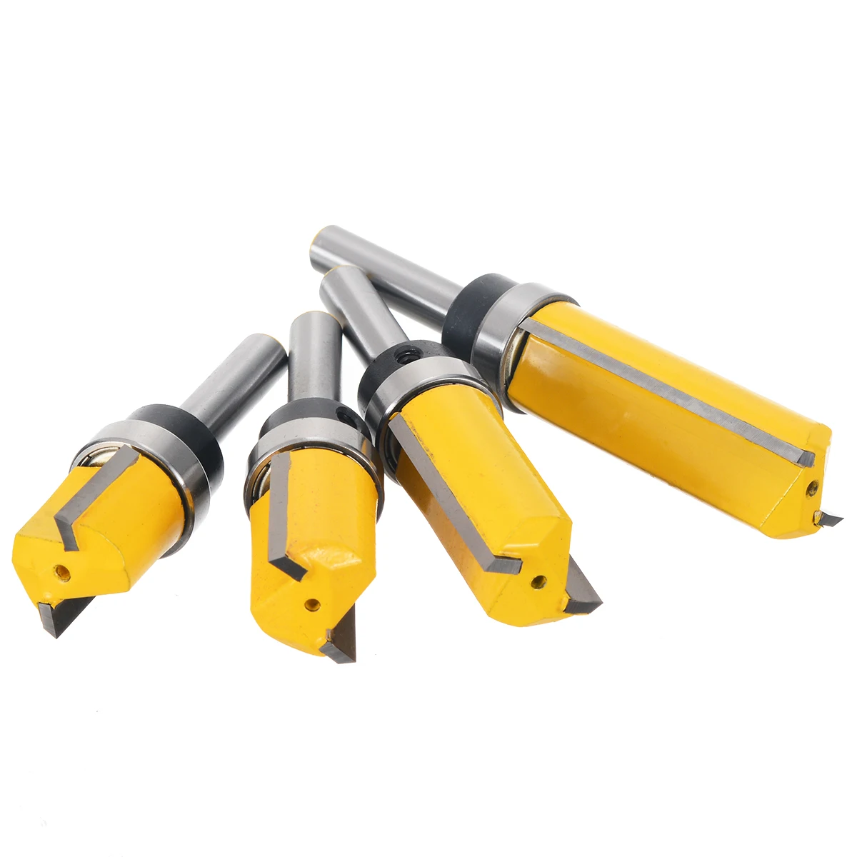 4pcs/set 3/4'' Shank Woodworking Flush Trim Router Bit Straight Woodworking Milling Cutter Tool Set